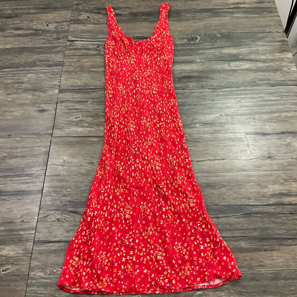 Reformation Red Floral Midi Dress - Picture 2 of 8